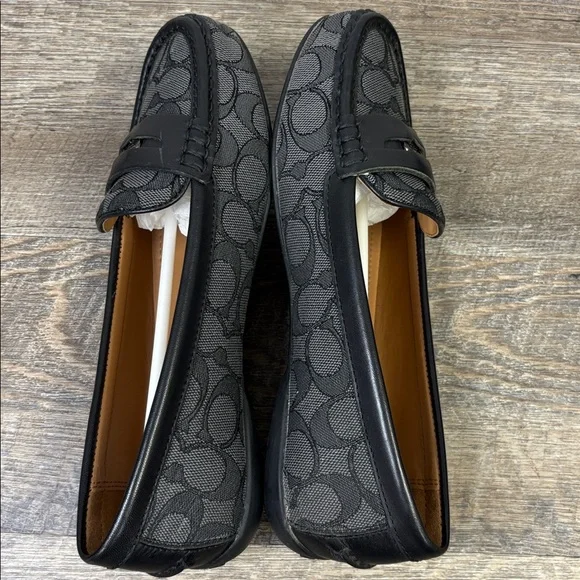 Coach Penny Loafer Signature Jacquard & Calf Leather Black Smoke/Black (Size 8M) - Picture 4 of 9